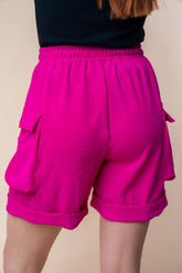 White Birch High Waisted Drawstring Knit Cargo Shorts OutfitFlow